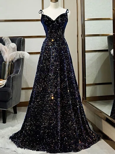 Ball Gown V-neck Sparkly Sequin Prom Dresses #Milly020108466