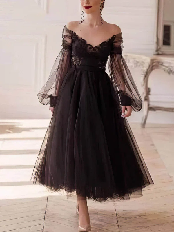 A-line Off-the-shoulder Tulle Ankle-length Prom Dresses #Milly020108478