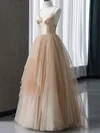 Ball Gown V-neck Satin Tulle Prom Dresses With Ruched #Milly020108490