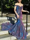 Trumpet/Mermaid Off-the-shoulder Glitter Sweep Train Prom Dresses #Milly020108295