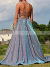 A-line Strapless Glitter Sweep Train Split Front Prom Dresses #Milly020108301