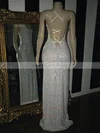 Sheath/Column V-neck Sequined Sweep Train Split Front Prom Dresses #Milly020108311