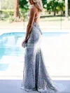 Trumpet/Mermaid V-neck Sequined Sweep Train Appliques Lace Prom Dresses #Milly020108312