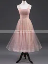 A-line Square Neckline Tulle Tea-length Homecoming Dresses #Milly020108349
