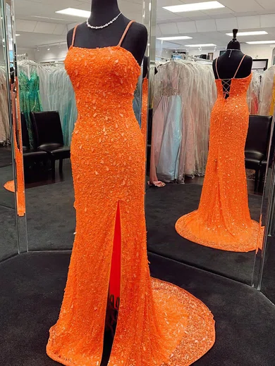 Sheath/Column Square Neck Sparkly Sequin Prom Dresses #Milly020108361