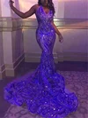 Trumpet/Mermaid Sweep Train V-neck Sequined Elegant Prom Dresses #Milly020108567