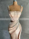 Trumpet/Mermaid Square Neckline Silk-like Satin Sweep Train Beading Prom Dresses #Milly020108612