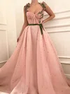 Ball Gown/Princess Sweep Train Sweetheart Tulle Beading Prom Dresses #Milly020108617