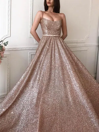 Ball Gown Square Neck Glitter Prom Dresses #Milly020108632
