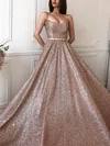 Ball Gown/Princess Sweep Train Square Neckline Glitter Sashes / Ribbons Prom Dresses #Milly020108632