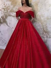 Ball Gown/Princess Sweep Train Off-the-shoulder Satin Appliques Lace Prom Dresses #Milly020108633