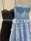 A-line Sweetheart Tulle Sweep Train Appliques Lace Prom Dresses #Milly020108650