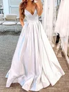 Ball Gown/Princess Sweep Train V-neck Shimmer Crepe Pockets Prom Dresses #Milly020108680