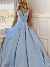 Ball Gown/Princess/Princess V-neck Satin Sweep Train Pockets Prom Dresses #Milly020108689