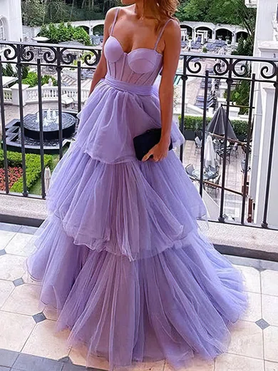 Ball Gown/Princess Sweep Train Sweetheart Tulle Bow Prom Dresses #Milly020108697