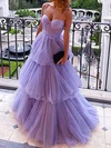 Ball Gown/Princess Sweetheart Tulle Sweep Train Prom Dresses With Tiered S020108697