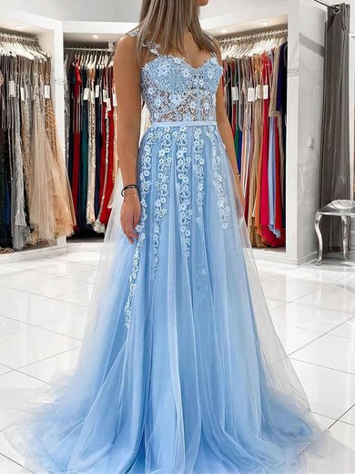 Ball Gown Sweetheart Lace Tulle Prom Dresses With Appliques #Milly020108711