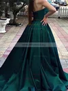 A-line Strapless Satin Sweep Train Prom Dresses #Milly020108713