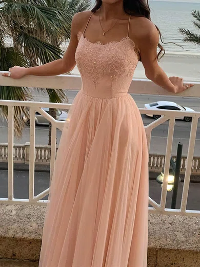 Ball Gown Scoop Neck Tulle Floor-length Appliques Lace Prom Dresses #SALEMilly020108730
