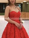 Ball Gown Sweetheart Tulle Sweep Train Appliques Lace Prom Dresses #Milly020108731