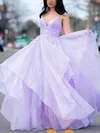Ball Gown/Princess Sweep Train V-neck Glitter Cascading Ruffles Prom Dresses #Milly020108740