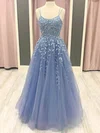 Ball Gown Scoop Neck Tulle Floor-length Appliques Lace Prom Dresses #Milly020108747