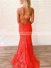 Trumpet/Mermaid Square Neckline Lace Sweep Train Prom Dresses #Milly020108764