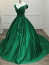 Ball Gown Off-the-shoulder Satin Sweep Train Prom Dresses #Milly020108775