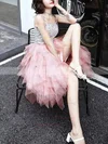 A-line Square Neckline Tulle Sequined Knee-length Tiered Homecoming Dresses #Milly020108778