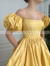 A-line Off-the-shoulder Satin Sweep Train Pockets Prom Dresses #Milly020108784