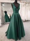 Ball Gown V-neck Satin Sweep Train Prom Dresses #Milly020108822