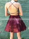 A-line V-neck Sequined Short/Mini Homecoming Dresses #Milly020108855