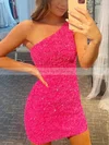 Sheath/Column One Shoulder Sequined Short/Mini Homecoming Dresses #Milly020108866