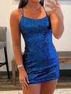 Sparkly Royal Blue Bodycon Sequin Square Neck Homecoming Dresses #Milly020108870