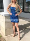 Sheath/Column Square Neckline Sequined Short/Mini Homecoming Dresses #Milly020108872