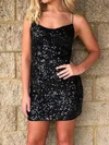 Sparkly Black Sequin Bodycon Square Neck Homecoming Dresses #Milly020108883