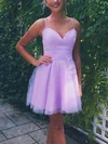 A-line V-neck Tulle Short/Mini Homecoming Dresses #Milly020108903