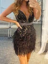 Unique Black Fitted Tulle Feathers Homecoming Dresses #Milly020108973