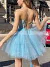 A-line Scoop Neck Glitter Short/Mini Homecoming Dresses #Milly020108982
