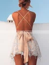 A-line V-neck Tulle Short/Mini Bow Homecoming Dresses #Milly020108995