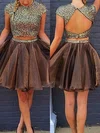 A-line Scoop Neck Organza Short/Mini Homecoming Dresses With Beading #Milly020109012