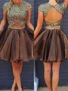 A-line Scoop Neck Organza Short/Mini Beading Homecoming Dresses #Milly020109012