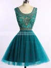 A-line Scoop Neck Tulle Short/Mini Beading Homecoming Dresses #Milly020109015