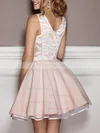 A-line V-neck Tulle Stretch Crepe Short/Mini Appliques Lace Homecoming Dresses #Milly020109043