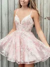 A-line V-neck Lace Short/Mini Homecoming Dresses #Milly020109109