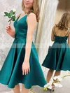 A-line V-neck Satin Short/Mini Homecoming Dresses #Milly020109128