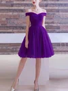 A-line Off-the-shoulder Tulle Knee-length Homecoming Dresses With Ruffles #Milly020109144