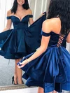 A-line Off-the-shoulder Satin Short/Mini Tiered Homecoming Dresses #Milly020109150