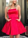 A-line Straight Satin Short/Mini Homecoming Dresses With Pockets #Milly020109165
