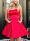 A-line Strapless Satin Short/Mini Pockets Homecoming Dresses #Milly020109165